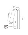 TARIFA III * APLIQUE LECTOR LED 3W 3000K NICKEL SATIN TYPE-C CARGADOR